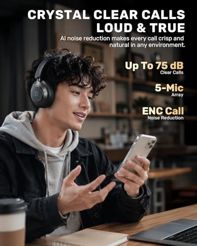 Boean Active Noise Cancelling Headphones, Bluetooth 6.0 Wireless Over Ear Headphones with 120H Playtime, 360° Spatial Audio & 5 ENC Mics, Soft Memory Foam, Transparency Mode for Office Travel Gaming