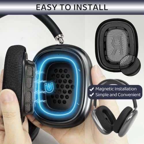 GEVO Upgraded Ear Cushions Replacement Earpads for AirPods Max 1 & 2 Headphones, Cooling Gel Ear Pads Ear Covers Cups with Memory Foam and Magnet for AirPods Max 1 & 2 (Cooling Black) - color: Cooling Black