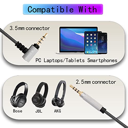 FAAEAL QC45 Replacement Audio Cable,6N High Purity Oxygen Free Copper (OFC) Wired Earphone Cord,Soft Cotton Yarn Cover,2.5mm to 3.5mm Aux Cord for Musician Audiophile 4.2ft - size: 4.2ft
