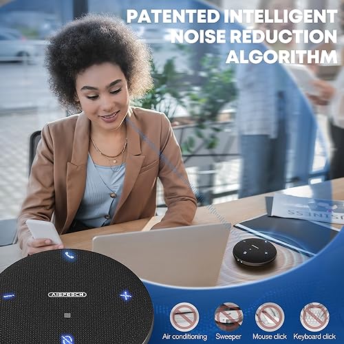 Conference Call Speaker and Microphone for Teams, Zoom, Home Office, Black | AI noise reduction, 360° voice pickup, 4-mic array, full-duplex, 16 ft range, Bluetooth, NFC, USB, up to 8 hours, mobile work - color: M4 Black, style: M4 Omnidirectional Speaker