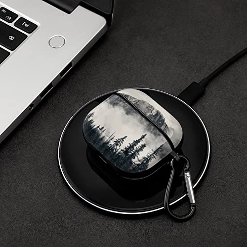 Compatible with Airpods 3 Case Cover 2021 with Keychain Forest Tree Foggy Mountain Pattern, AirPod Headphone Cover Unisex Shockproof Protective Wireless Charging
