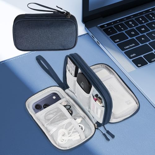 Cable Organizer Bag,Electronics Organizer Travel Case Bag for Women Men | Cable Charger Cord Tech Organizer Pouch,Travel Cable Bag for Phone Charger Accessories,Memory Card,SD Card,USB,Power Bank - color: Blue, size: S