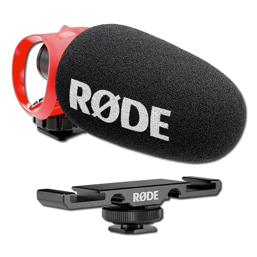 Rode VideoMicro II Ultra-Compact Shotgun Microphone Bundle with DCS-1 Dual Cold Shoe Mount — Supercardioid Plug-in Power Camera Mic for Vlogging, Filmmaking, Smartphone Video, Content Creation - color: DCS-1 Bundle