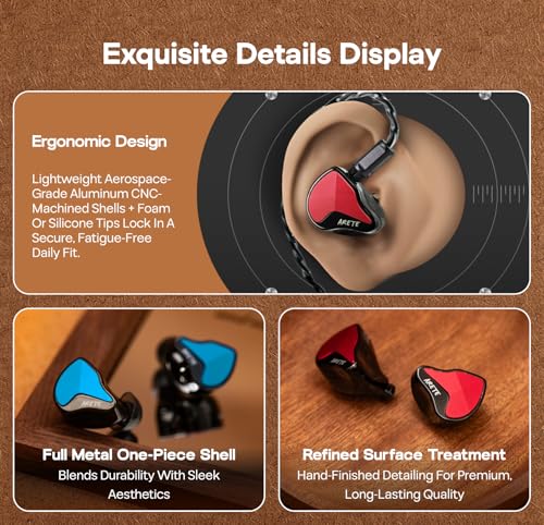 Linsoul ZiiGaat x Fresh Reviews Arete II IEM,2nd Gen 1DD+4BA Hybrid in Ear Monitor,Wired HiFi Earbuds(Red) + Kiwi Ears SONICAP Waterproof Earbud Case(Black)