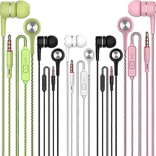 Kamon 5 Pack Earbuds Headphones with Remote & Mic, Earphones Wired Stereo in-Ear Bass for iPhone, Android, Smartphones, iPod, iPad, MP3, Fits All 3.5mm Interface (K2) - color: K2