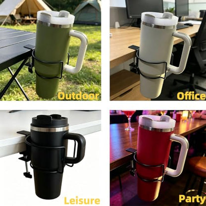 Desk Cup Holder,Mug Hooks Compatible with Most Cups & Bottles | Anti-Spill Clip-On Cup Holder Clamp for Office,Home,Gaming Desk&Lawn Chair - size: Stylish