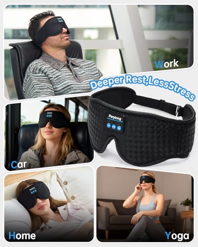 Perytong Sleep Mask with Bluetooth 5.4 Headphones, Wireless Music Sleep Eye Mask for Side Sleepers, 3D Contoured Comfort & Built-in HD Stereo Earphones, Blackout for Travel (Carbon Black) - color: Carbon Black