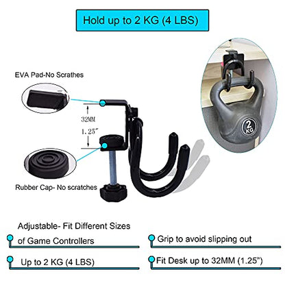 YYST Desk Mount Game Controller Holder Clamp On Hanger Holder Storage Rack Compatible with PS3/PS4/PS5/Xbox 360/Xbox One/S/X/Elite/Series S/Series X Controller, Pro Controller (1)
