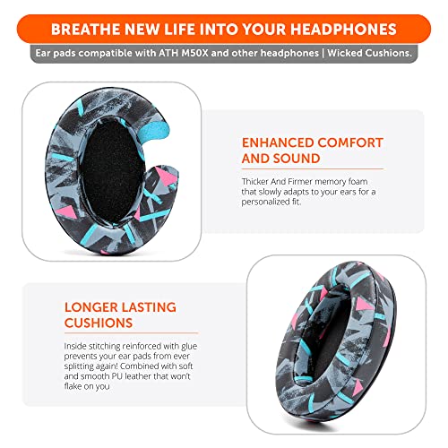 WC Wicked Cushions PadZ - Thick & Soft Ear Pads for ATH M50X / M40X / SteelSeries Arctis/HyperX Cloud & Alpha/Logitech G Pro X/Compatible with Over 50 Headphones | 90s Black - color: 90s Black