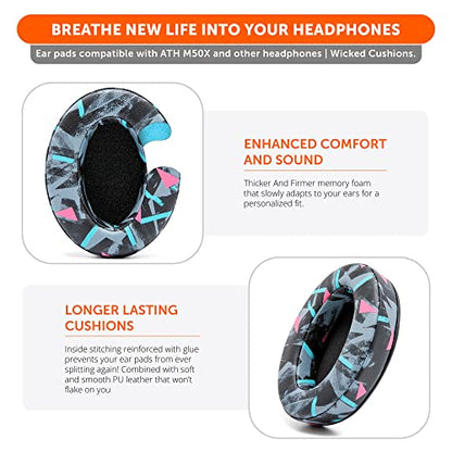 WC Wicked Cushions PadZ - Thick & Soft Ear Pads for ATH M50X / M40X / SteelSeries Arctis/HyperX Cloud & Alpha/Logitech G Pro X/Compatible with Over 50 Headphones | 90s Black - color: 90s Black