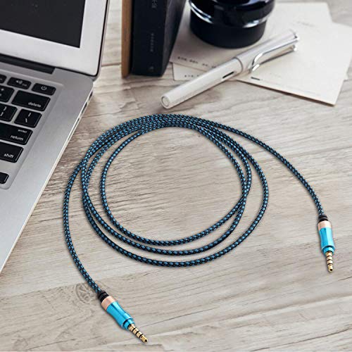3.5mm Male to Male Audio Cable Nylon Braided AUX Audio Extension Cable Cord for Headphone, Car Stereo (5 Feet, Blue)