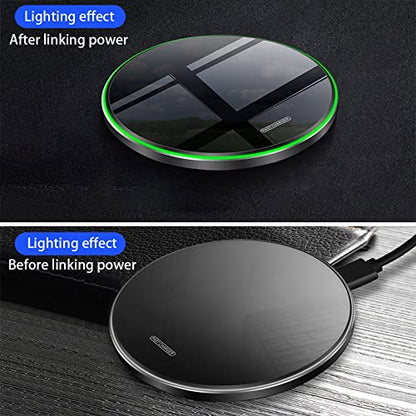 20W Fast Wireless Charger Pad,USB-C Wireless Phone Charging Station | Metal Frame Design,[20W SUPER Fast Charging] Wide Compatible with iPhone 17-11/Airpods,Samsung Galaxy/Buds,LG/Pixel -Black - color: Mirror