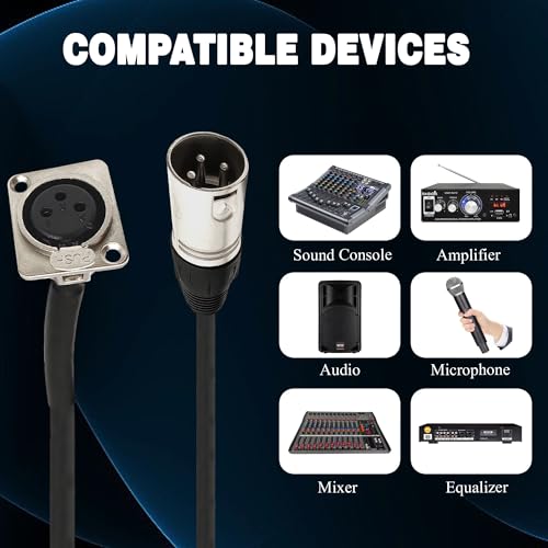 XLR Patch Cable XLR Male to Female Panel Mount Patchbay Cable for Floor Box, Stage Box 2ft 1pc - style: 1PC XLR Female Panel Mount to XLR Male