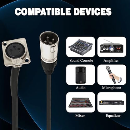 XLR Patch Cable XLR Male to Female Panel Mount Patchbay Cable for Floor Box, Stage Box 2ft 1pc - style: 1PC XLR Female Panel Mount to XLR Male