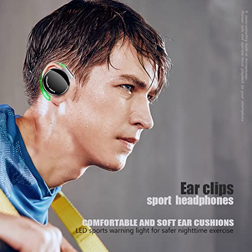 Micool Open-Ear Headphones Bluetooth V5.3, On Ear Headphones Wireless with Earhooks, Ear Clip On Earphones, Sports Headset Bluetooth with 4 Microphones, Noise Cancelling/Long Battery Life