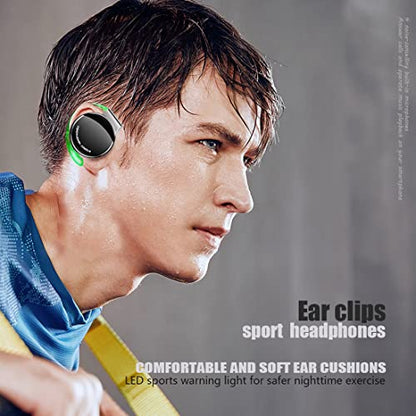 Micool Open-Ear Headphones Bluetooth V5.3, On Ear Headphones Wireless with Earhooks, Ear Clip On Earphones, Sports Headset Bluetooth with 4 Microphones, Noise Cancelling/Long Battery Life
