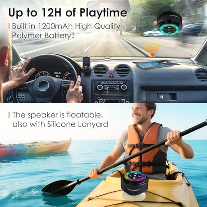 XLeader Pro Bluetooth Shower Speaker (Upgraded) Certified IPX7 Waterproof, 8W Crystal Sound&Rich Bass, 15H Playtime, with RGB Lights, Suction Cup, Silicone Lanyard, Ideal Gifts, SoundAngel Mate(2 Gen) - color: Line Light