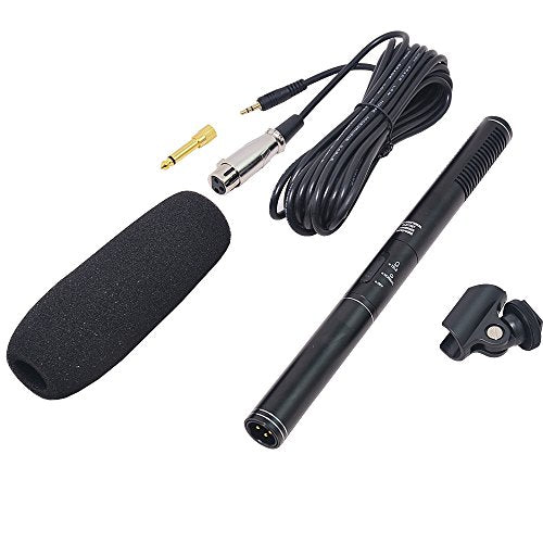 Ruittos Condenser Interview Microphone Photography Shotgun Mic for Video Camcorders DSLR DV Camcorder 11 inches/27cm Camera Microphone with Metal Holder, Anti-Wind Foam Cap XLR Cable