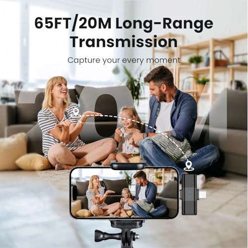 Wireless Lavalier Microphone for iPhone, Noise Cancelling - color: Black, style: A3 (2TX+1RX)