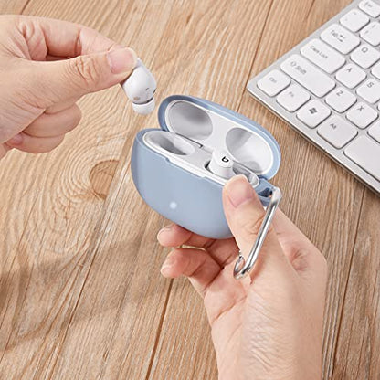 AIRSPO Silicone Case Compatible with Beats Studio Buds Case 2021 Soft Protective Cover for Beats Wireless Earbuds with Keychain (Grayish Blue) - color: Grayish Blue
