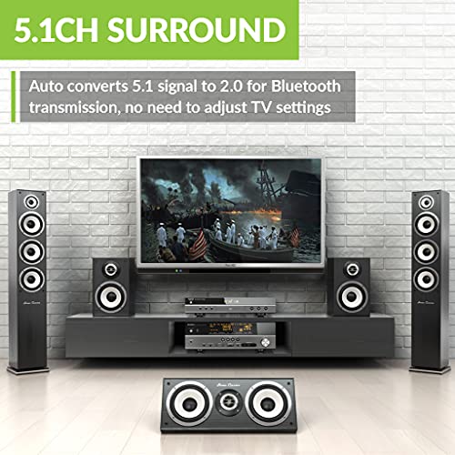 Avantree Orbit Bluetooth 5.0 Audio Transmitter for TV with 5.1 Surround Sound Passthrough Support, Class 1 Long Range, LED Display, Dual Link, 100% TV Compatibility Delivers No Lip sync Delay - style: Basic