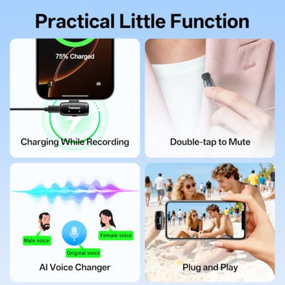 2 Sets Mini Wireless Microphone for iPhone ipad Android - color: 2 Sets(4TX+1 C RX+2 Lightning RX+2 Charging Case)