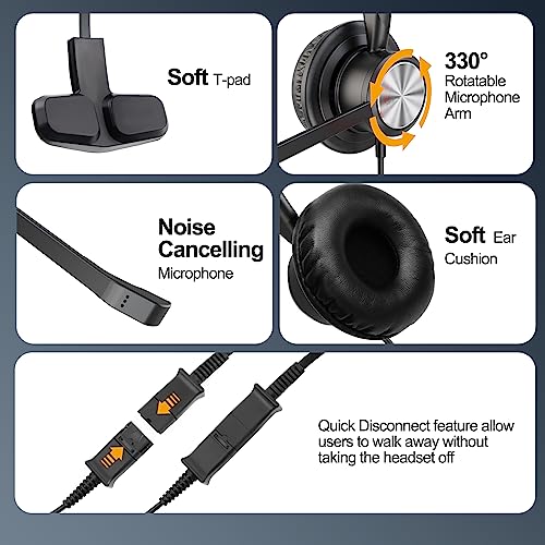 MKJ Cisco Phone Headset Corded RJ9 Telephone Headset Noise Canceling Mic | Microphone Headphone, Compatible with Cisco CP-7821 7841 7942G 7940 7941G 7945G 7962G 7965G 7975G 8811 8841 8861 9951 9971