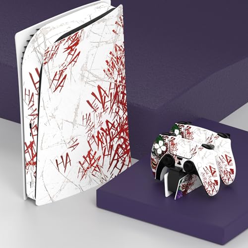 PlayVital Full Set Skin Decal for ps5 Console Digital Edition, Sticker Vinyl Decal Cover for ps5 Controller & Charging Station & Headset & Media Remote - Clown Hahaha - color: Clown Hahaha