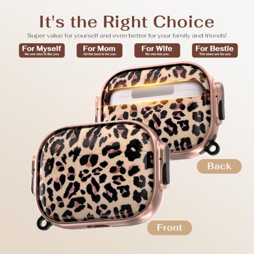 for AirPods Pro 3rd Case with Safety Lock,Magsafe Compatible,Leopard | Double Secure Lock,Drop Protection,Two-Piece Design,with Gold Keychain, Anti Lost, Dustproof, Cute AirPods Pro 3 Case - color: Brown + Yellow, size: Airpods Pro 3 Case