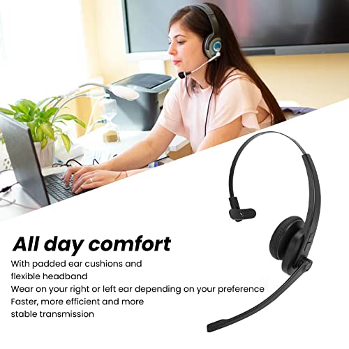 EBTOOLS Bluetooth Cordless Headset, Mono Telephone Headset with Rotatable Microphone, 11h Talk Time, All Day Comfort Design, Single Ear Call Center Headset for Office Home