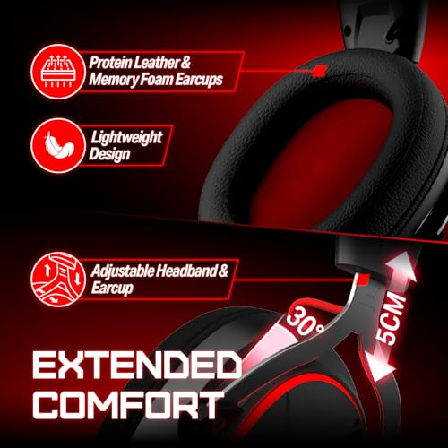 OXS Storm G2 Wireless Gaming Headsets, 7.1 Virtual Surround Sound, 3 EQ Modes, 2.4G Low Latency, 50mm Driver, 40H Playtime, RGB Light, Bluetooth 5.3, Compatible with PC, Console, Mobile, Black - color: Black