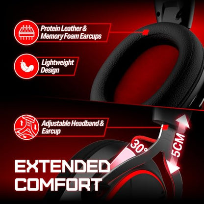 OXS Storm G2 Wireless Gaming Headsets, 7.1 Virtual Surround Sound, 3 EQ Modes, 2.4G Low Latency, 50mm Driver, 40H Playtime, RGB Light, Bluetooth 5.3, Compatible with PC, Console, Mobile, Black - color: Black