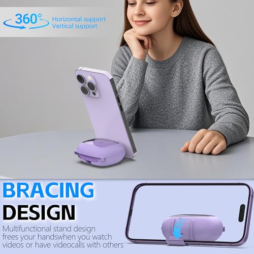 Protective Cover for Beats Powerbeats Pro 2 Case with Secure Lock & Phone Stand, Shockpoof Protection Clear Case Compatible with Beats Powerbeats Pro2 Earbuds with Cleaner Kit & Keychain (Purple) - color: Purple