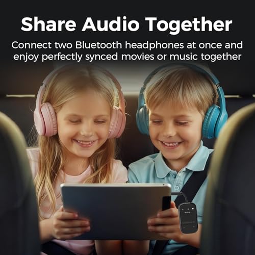 Airplane Bluetooth 5.3 Audio Transmitter with Qualcomm aptX Adaptive, LCD Display, Dual Device Support, 30Hr Battery, 3.5mm AUX for Travel, Flight, Gym
