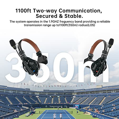 Hollyland Solidcom C1 Pro Wireless Intercom Headset System ENC Noise Cancellation Full Duplex 3-Person 1100ft Team Communication with PTT Mute Single Ear Headset for Church Drone TV Film Production - size: 3 Set Single Ear
