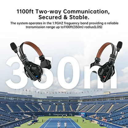 Hollyland Solidcom C1 Pro Wireless Intercom Headset System ENC Noise Cancellation Full Duplex 3-Person 1100ft Team Communication with PTT Mute Single Ear Headset for Church Drone TV Film Production - size: 3 Set Single Ear
