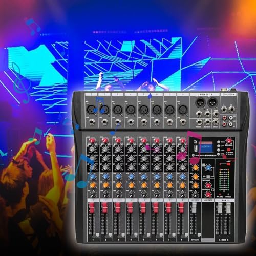 Professional Digital 8 Channel Mixer Sound Board Console Bluetooth Live Studio Audio Mixer Power Mixing USB 110V-220V Dynast, GGM-510013B-6656