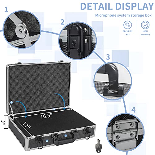 17 Inch Hard Shell Carrying Case | Ideal for Wireless Mic System Storage & Camera Gear Transportation with Customizable Pre-Diced DIY Foam - size: Inner：16.5''X 12''X 4.6''