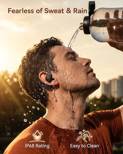 Gen 2 Open Ear Headphones - True Bone Conduction Wireless Earphones, Bluetooth 6.0, Tuned for Audio, Fit for Running, Yoga, Up to 60H Playtime with Case, IP68 - color: Obsidian