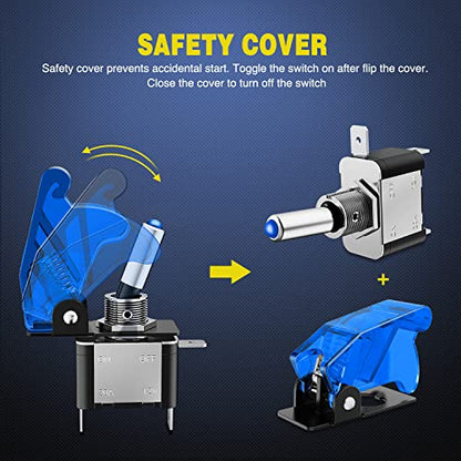 Nilight 5PCS LED Toggle Switch ON Off 12V Blue Lighted Aircraft Safety Cover Heavy Duty 20A SPST 3 Pin Rocker for Automotive Cars Trucks Boats Racing Cars,2 Years Warranty | Safety Cover Heavy Duty 20A SPST 3 Pin Rocker Switches for Automotive Cars Trucks