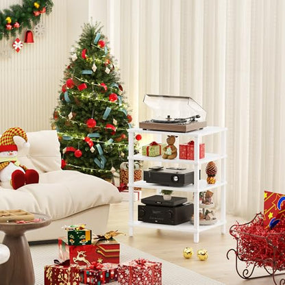 4-Tier AV Media Player Stand, Stereo Stand, Modern Audio Shelf,Wooden TV Stand,Multifunctional Media Console Shelf, Suitable for Home, Conference Room, White - color: White, size: 4 Tier