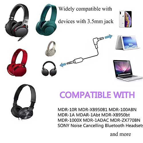 WH1000XM3 Headphone Cable Replacement Aux WH1000XM Audio Cord Compatible with Sony WH-1000XM4 WH-1000xm5 MDR-100ABN WH-H900N MDR-1A Headphones - color: Black