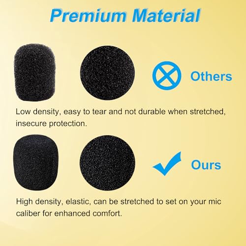 Headset Microphone Windscreen Foam Covers for Gaming Office, 10 Pack | Replacement Soft Mic Cover for Turtle Beach Recon 50, Razer BlackShark V2 X, BlueParrott B450-XT Headphone with Gooseneck Mic