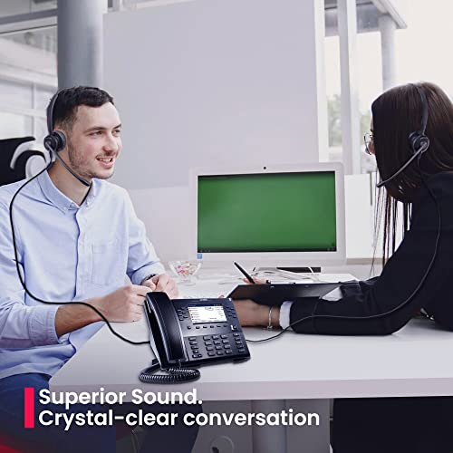 XS 825 Wired Telephone Headsets with Microphone for Office Training, Agent Coaching, Monitoring, Onboarding - Desk Phones Compatible with Yealink, Poly, Cisco, Avaya, Mitel (Stereo, Basic Bundle) - color: Stereo (1 Pack)