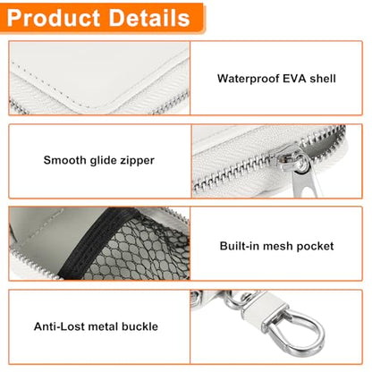 HARFINGTON Earbuds Cases, Earphone Case Holder, PU Leather Ear Buds Case Zipper Organizer Small with Mesh Pocket for USB Cable, Wireless Wired Earphones, White - color: White