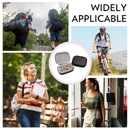 Square Earbud Case PU Leather Storage Box Waterproof Protective Headphone Carrying Bag Wired Headset Case Earphone Organizer Tech Pouch for Wired Wireless Earbud Earpiece Memory Card Camera