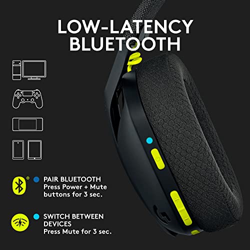 Logitech G435 Lightspeed Wireless Gaming Headset - Black | Lightweight over-ear headphones, built-in mics, 18h battery, Dolby Atmos, PC, PS4, PS5, Nintendo Switch/Switch 2, Mobile