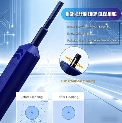 Fiber Pen Cleaner for LC/MU Connectors, 1.25mm UPC/APC Ferrule Cleaner, One-Push Fiber Optic Cleaning Tool with Extendable Probe (2.38” to 3.63”), 800+ Cleans per Unit, Anti-Static - 10 Pack - size: 1.25mm