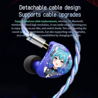 CVJ Aria in Ear Monitors Headphone IEM Earphone HiFi Wired Earbuds with High-Performance Nano-Crystalline Coating Diaphragm+CCAW Voice Coil, Silver-Plated Copper Wire for Audiophiles/Musicians/Singer - color: Aria Character, style: no Mic