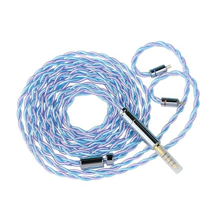 Candy IEM Cable, in Ear Monitor Cable 2 Pin,Headphone Extension Wire | 1.25m Long Headphone Cords with Interchangeable 3.5mm/4.4mm Plug, 400 Core Silver Plated Earphone Upgraded Cords(0.78mm)